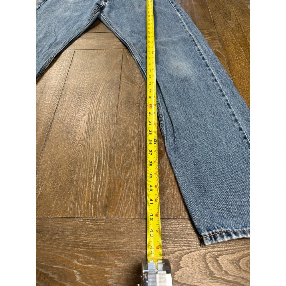 Classic Levi's 505 Distressed Men's 34x34 Light Blue Distressed Straight Leg